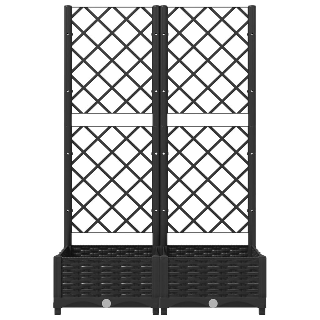 Maison Exclusive - Vaso de jardim com treliça preto 80x40x121,5 cm PP - 4
