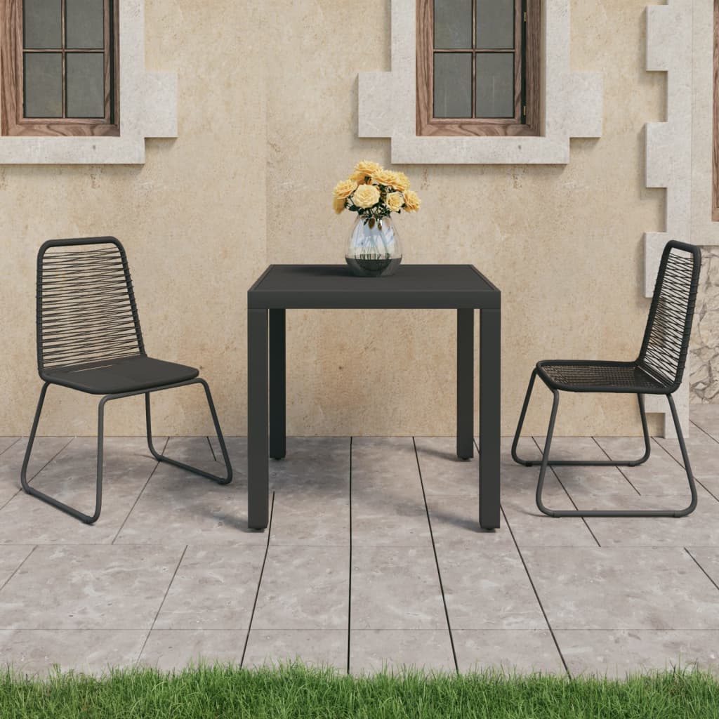 3-częściowy zestaw mebli ogrodowych, rattan PVC, czarny vidaXL