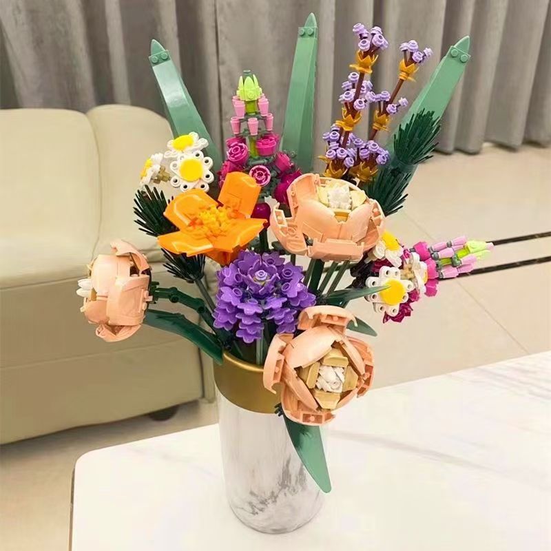 Ensemble de construction de fleurs , bouquet à monter soi-même, décorations exquises - 2