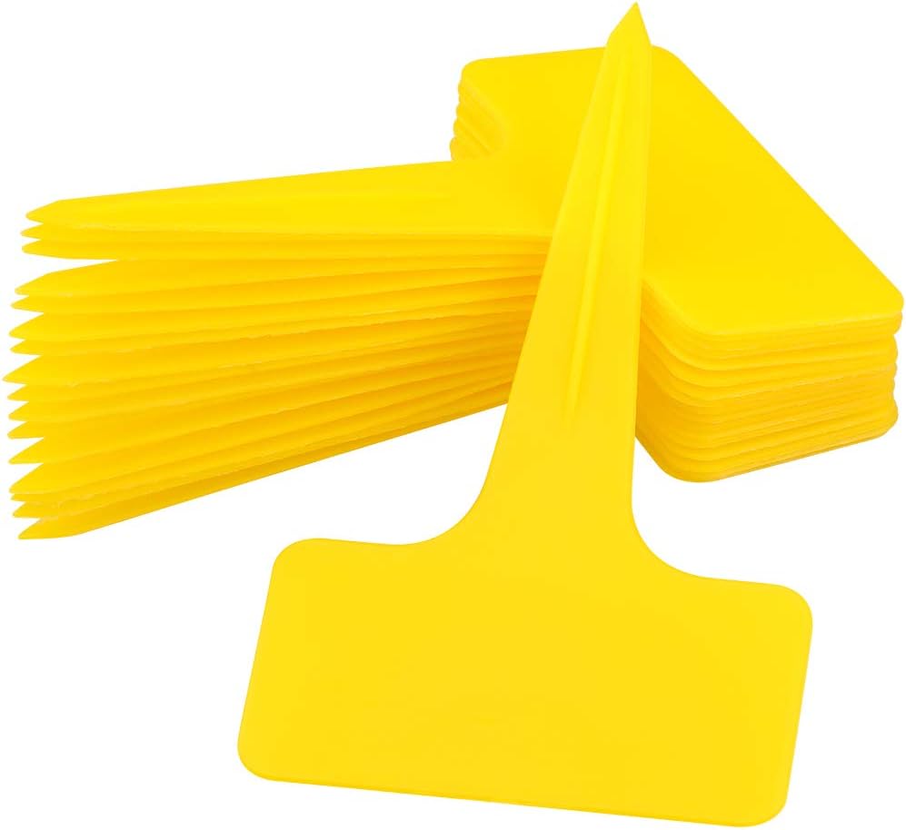 100 szt. 6 x 10 cm - żółte plastikowe etykiety typu T do roślin, etykiety do szkółek ogrodowych