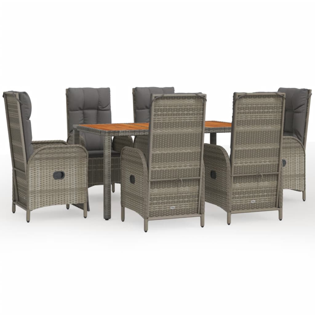 Maison Exclusive - Set da Pranzo da Giardino 7 pz con Cuscini in Polyrattan Grigio - 2