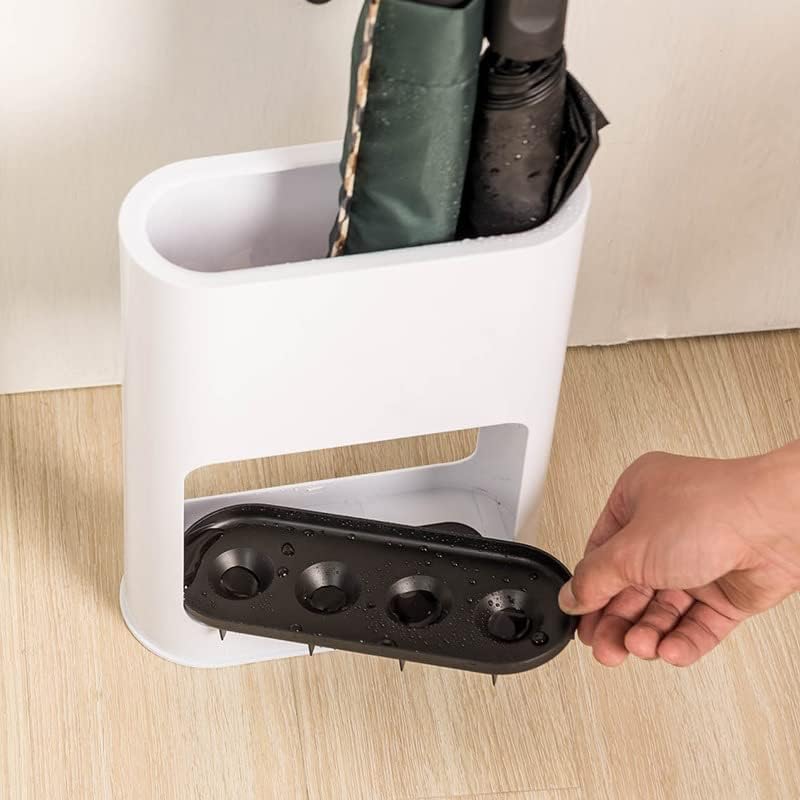 Porte-parapluie, porte-parapluie en plastique avec plateau, petit porte-parapluie peu encombrant pour parapluies pliants, seau à parapluie - 4