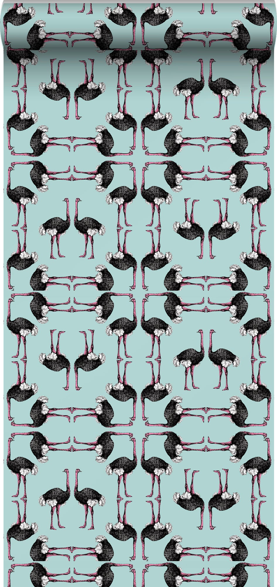 Tapeta flamingi turkusowymIczarnym - 53 cm x 10 m - WALLS4YOU