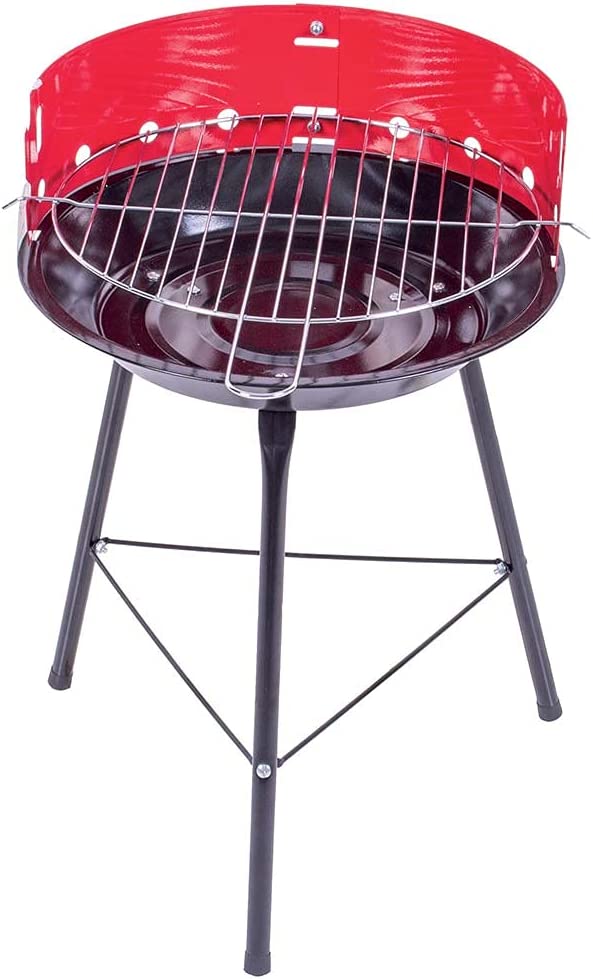 Barbecue a carbonella rotondo sandrigarden con ruote e griglia da 48 cm