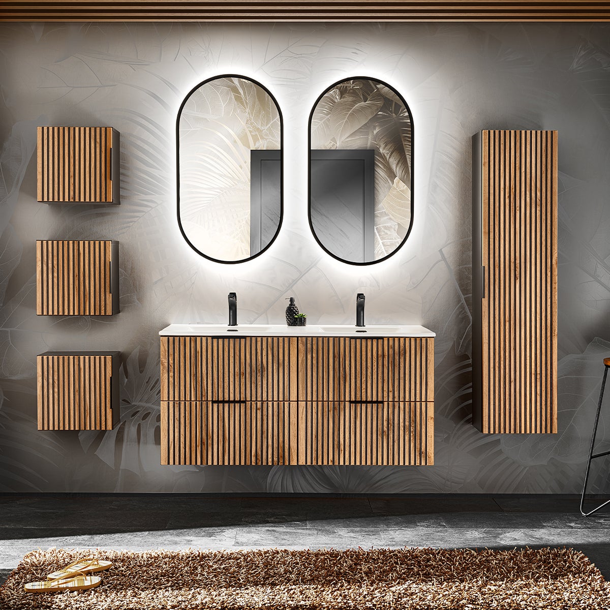 Meuble sous-vasque 120cm Gaia Bois et Noir - 5