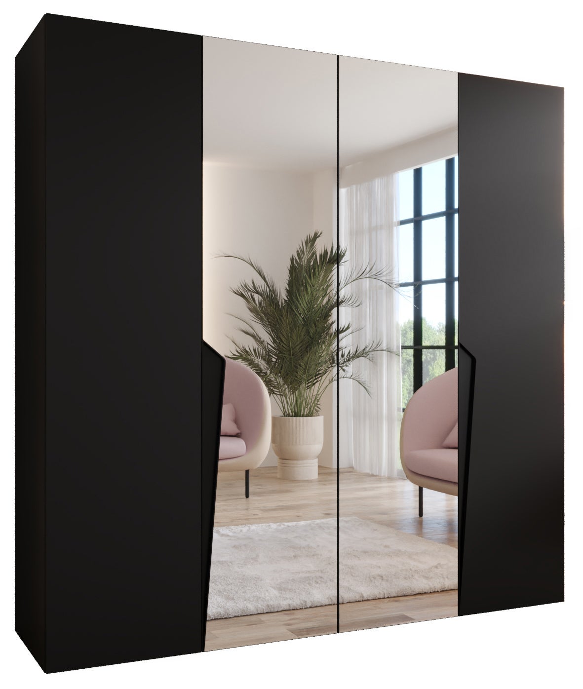 Szafa uchylna otwierana Piano 2 200 x 52 x 202 cm czarny + u. czarny