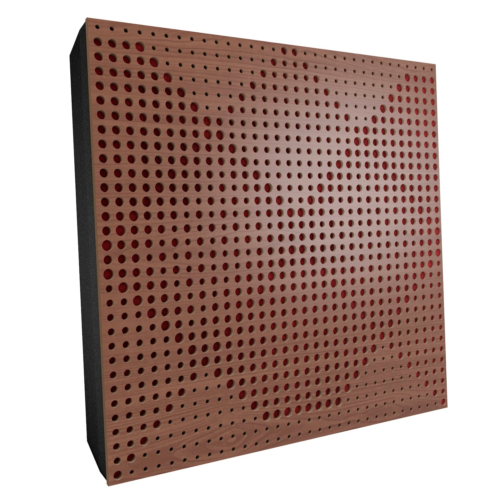 Lot de 2 Panneaux acoustiques WILDS-F décoratifs insonorisants 50x50x5 cm - MDF perforé laminé, tissu et mousse acoustique -Noix+Bordeaux - 2