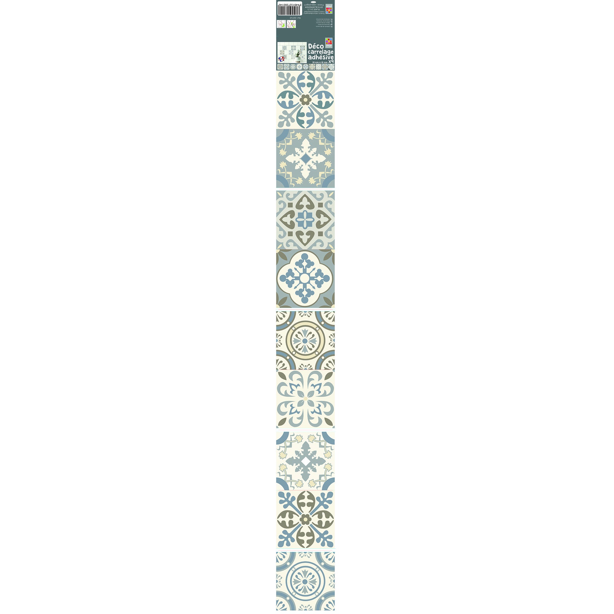 Pegatina Azulejos adhesivos decorativos Pegatina, Borgatella, pequeñas baldosas de cemento antiguas, gris y marrón, x9, 10 cm x 10 cm - 2