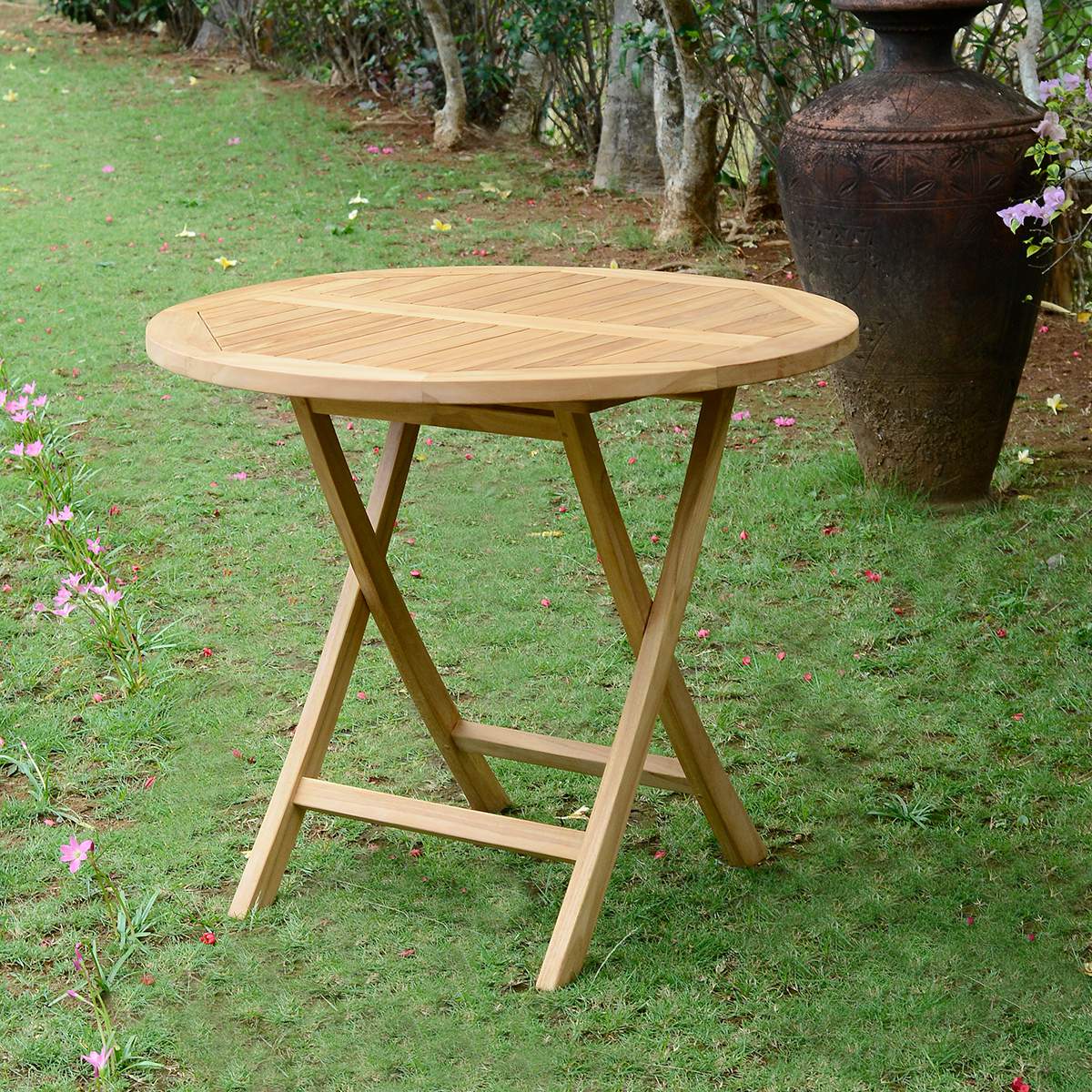 Tavolo rotondo pieghevole in teak massiccio Adomée ø 90 cm - 3