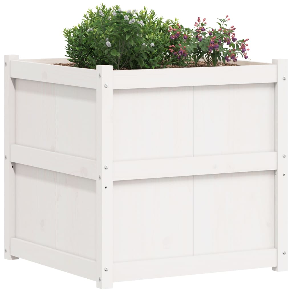 Jardinière d'extérieur blanc 70x70x70 cm bois de pin massif - 4