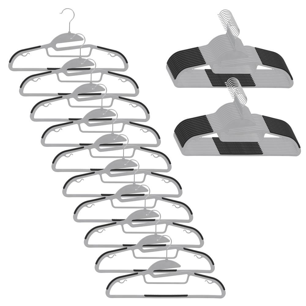 Set 30 umerase antiderapante pe carlig metalic rotativ 41 cm, design compact, gri negru 30buc