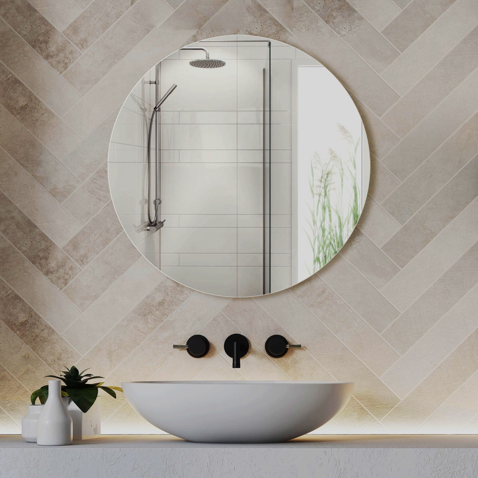 Specchio filo lucido 90 cm rotondo - 2