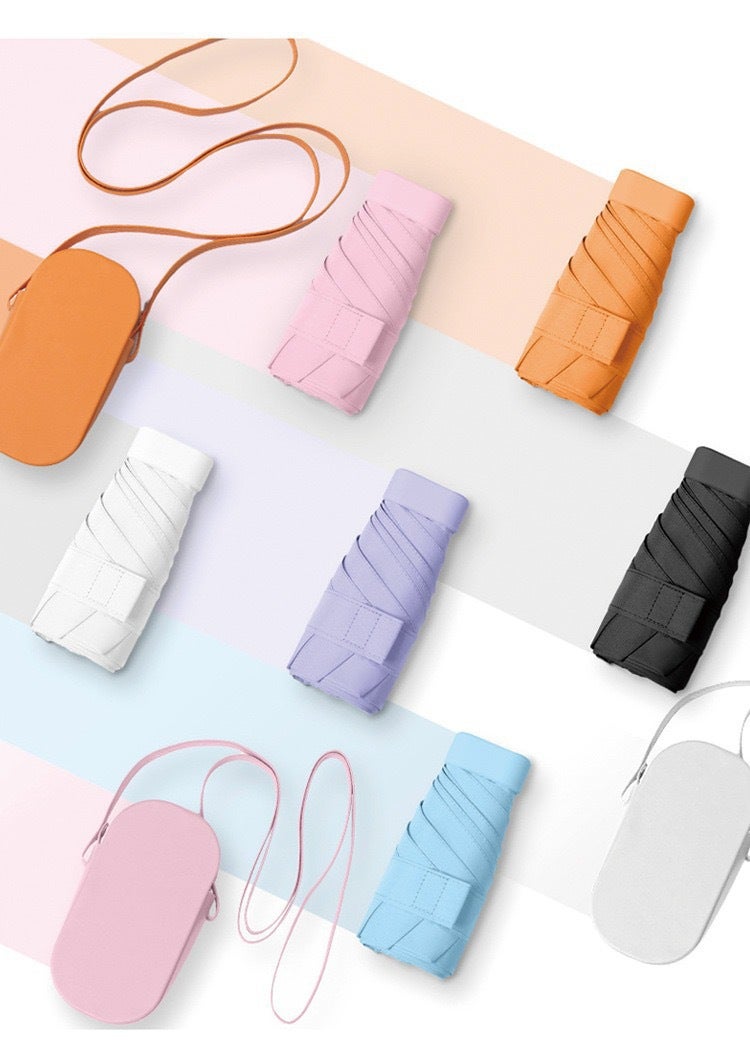 Parasol pliable 50%, pour les jours ensoleillés et pluvieux, pliable, protection UV, avec porte-cartes, bleu brume - 8
