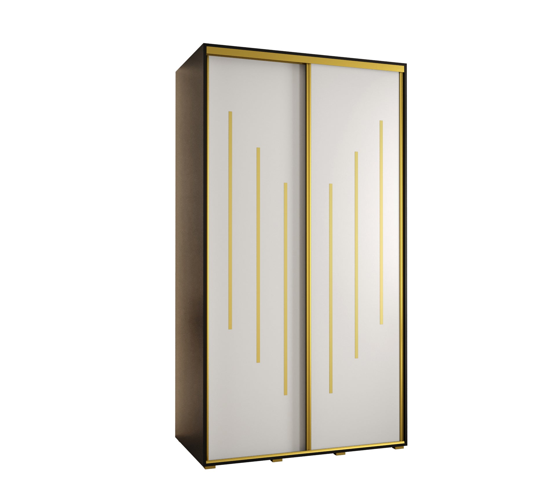 Szafa przesuwna wysoka Davos 8 130 x 60 x 235,2 cm czarny + biały + u. złoty - Abiks Meble