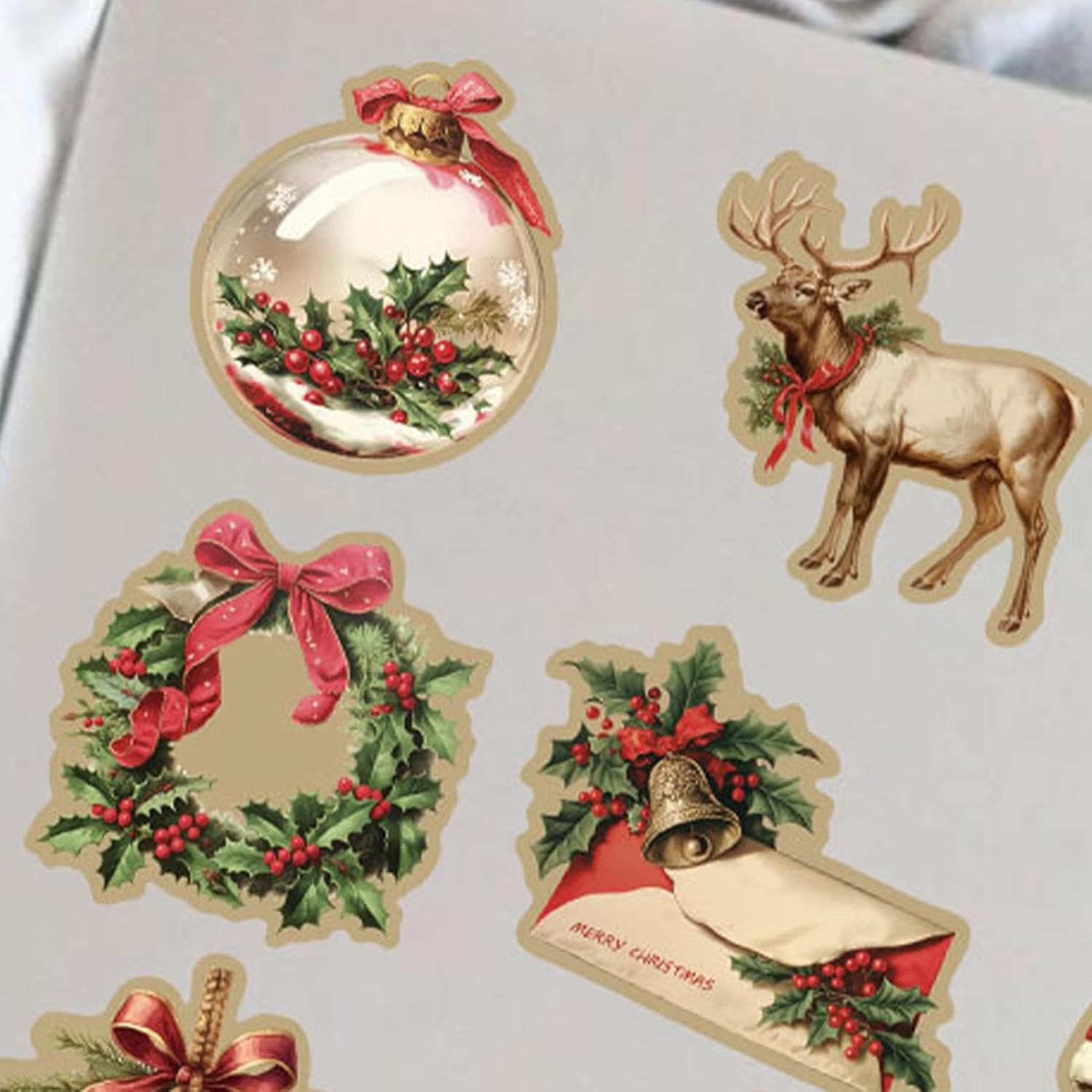Lot De 50 Autocollants De Noël Vintage Pour Scrapbooking - Décoratifs, Imperméables Pour Fenêtres, Portes, Bouteilles D'eau, Carnet - 3