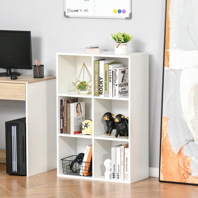 Estantería para Libros HOMCOM Melamina de Madera Blanco 65,5x30x97,5 cm