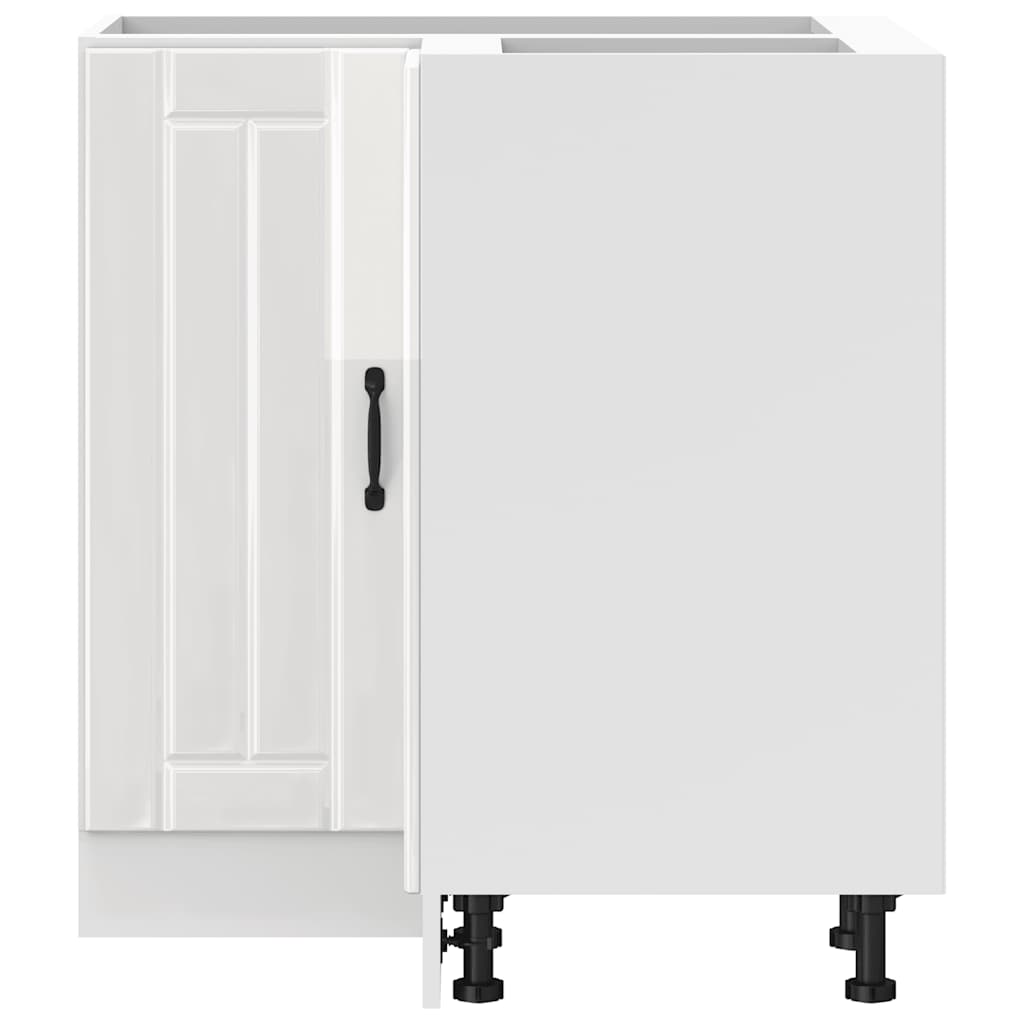 Meuble Haut De Cuisine - Armoire d'angle de cuisine blanc brillant bois ingénierie 6626fr - 4