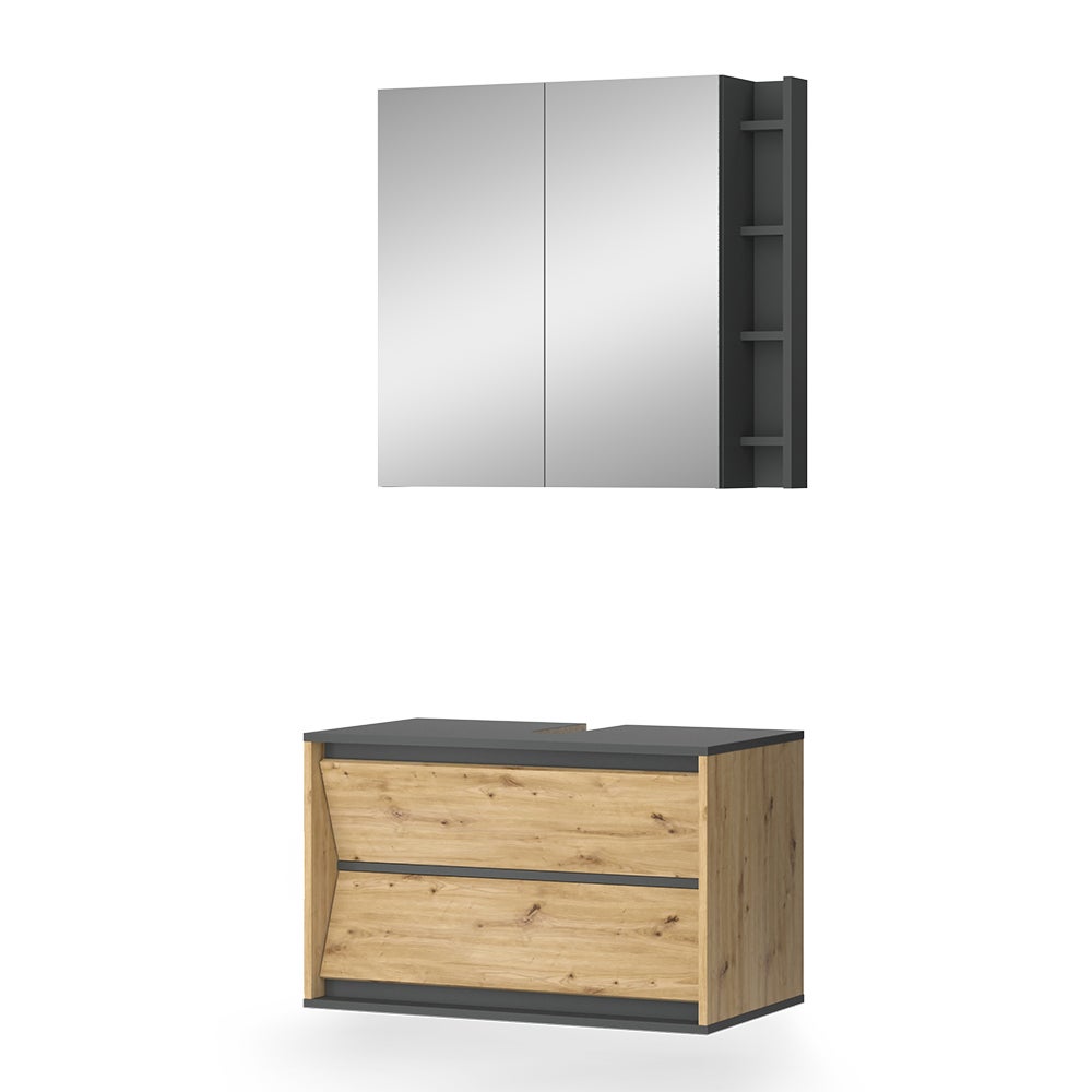 Vicco Zestaw mebli łazienkowych Edelin, Antracyt/Artisan, 2 części