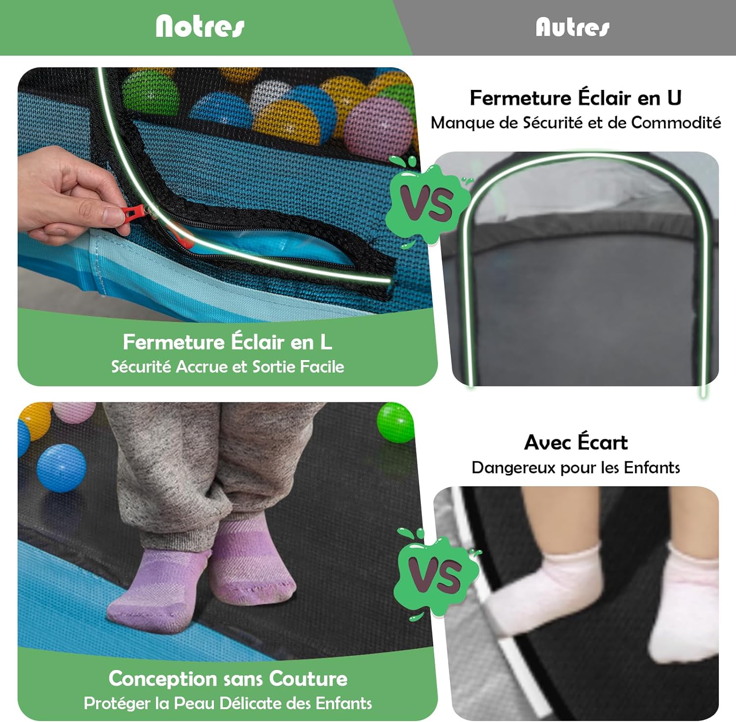 Trampolino CZCPARY Per Bambini - Con Rete Di Sicurezza, Cestino, Altalena, Per Interni/Esterni - Foto 6