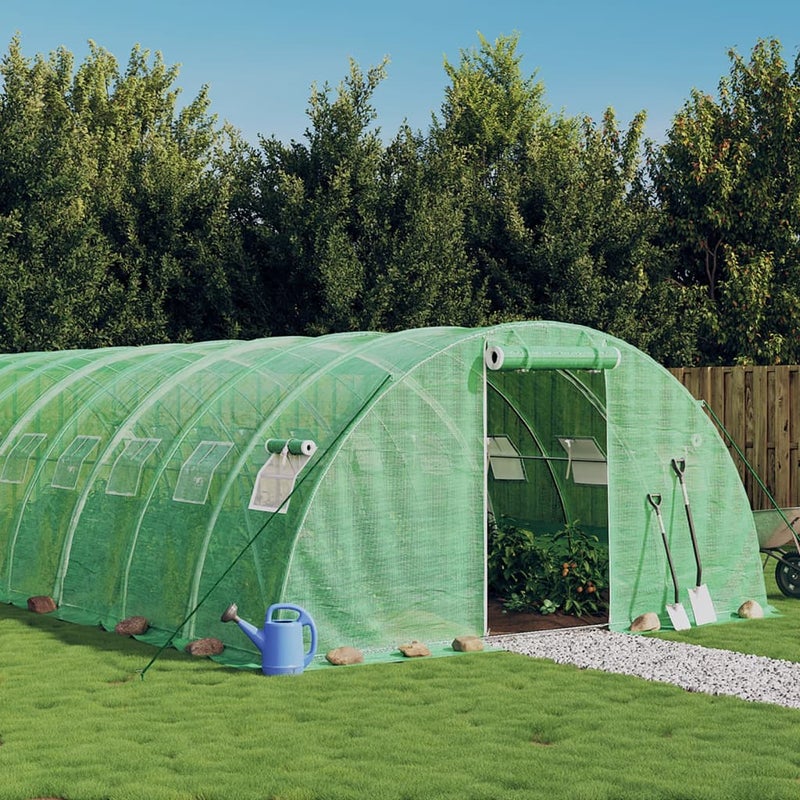 Szklarnia ze stalową ramą, zielona, 56 m², 14x4x2 m vidaXL