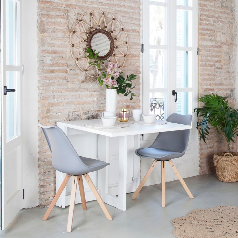 Tavolo Da Pranzo Kansas, Legno Laccato Bianco, Dimensioni 112 X 74 X 72 Cm - Design Moderno, Per Cucina O Sala Da Pranzo