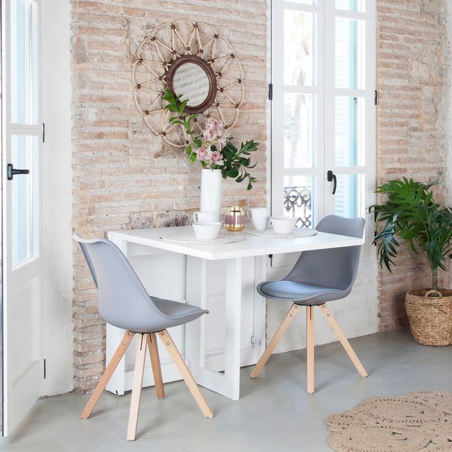 Tavolo Da Pranzo Kansas, Legno Laccato Bianco, Dimensioni 112 X 74 X 72 Cm - Design Moderno, Per Cucina O Sala Da Pranzo