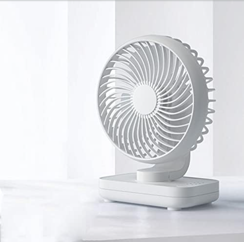 Wentylator USB z akumulatorem, 4000 mAh, mały, mocny, biurkowy wentylator, 4 prędkości, odłączany mini wentylator przenośny, biały