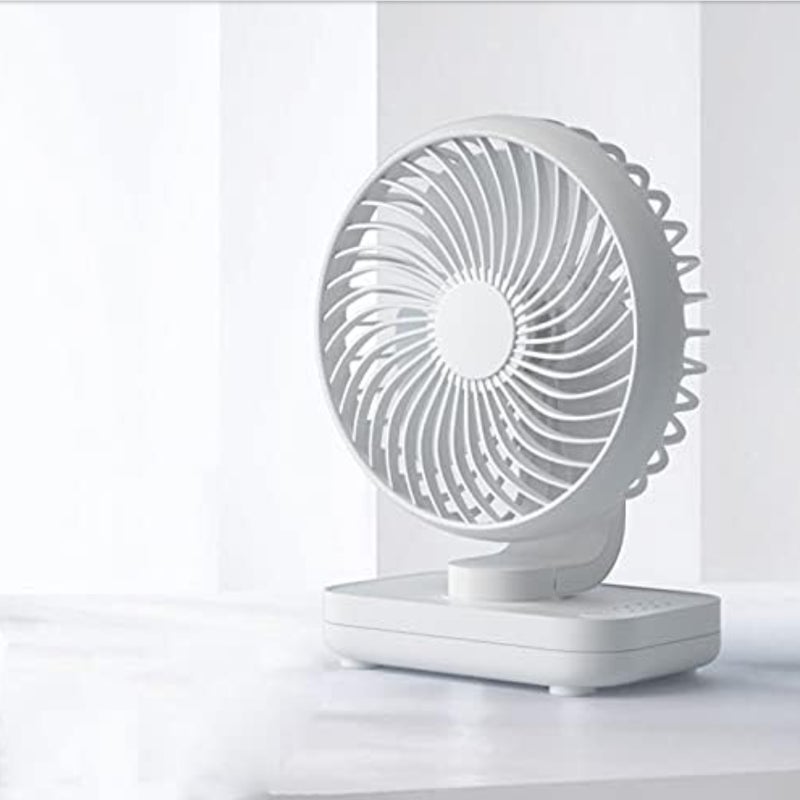 Wentylator USB z akumulatorem, 4000 mAh, mały, mocny, biurkowy wentylator, 4 prędkości, odłączany mini wentylator przenośny, biały