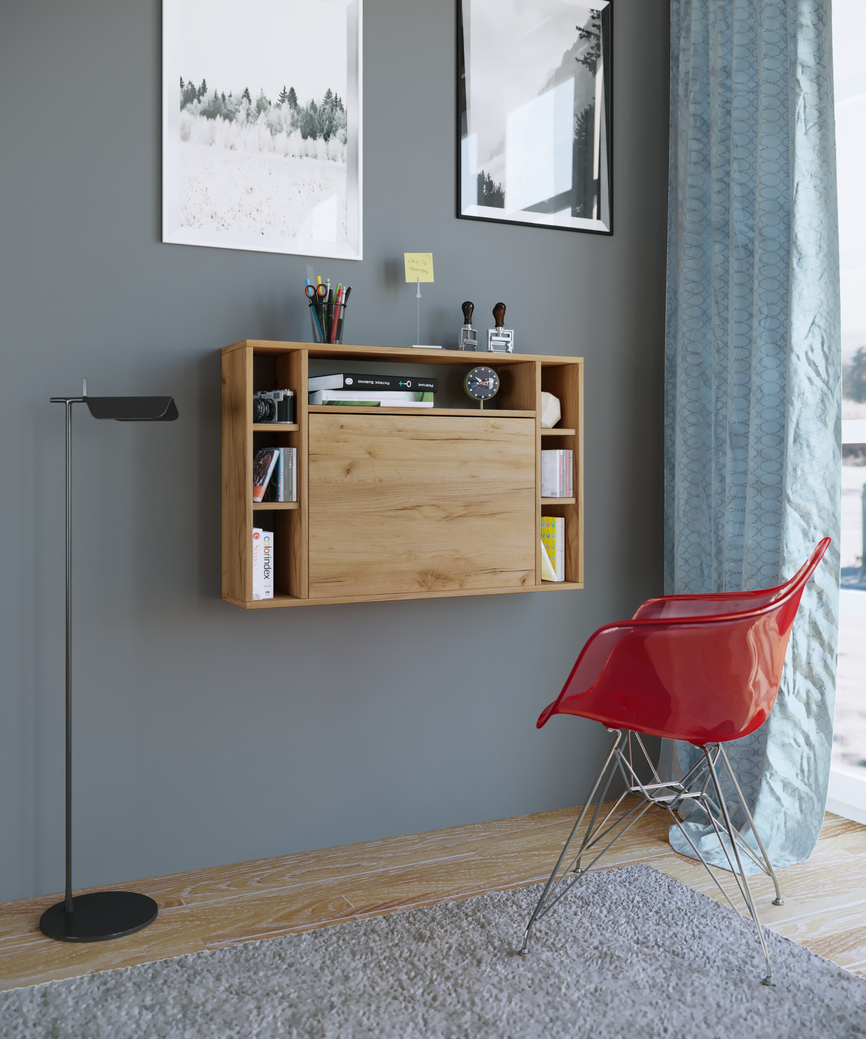 VCM Bureau Wandila Chêne miel H. 60 x B. 90 x T. 20 cm - 5