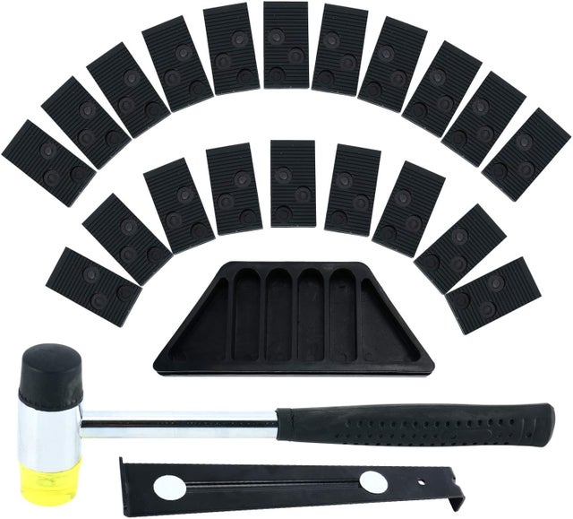 Kit d'Outils de Pose pour Sol Stratifié, avec Cale de Frappe, Tire-Lame, Maillet et 20 Cales d'Espacement