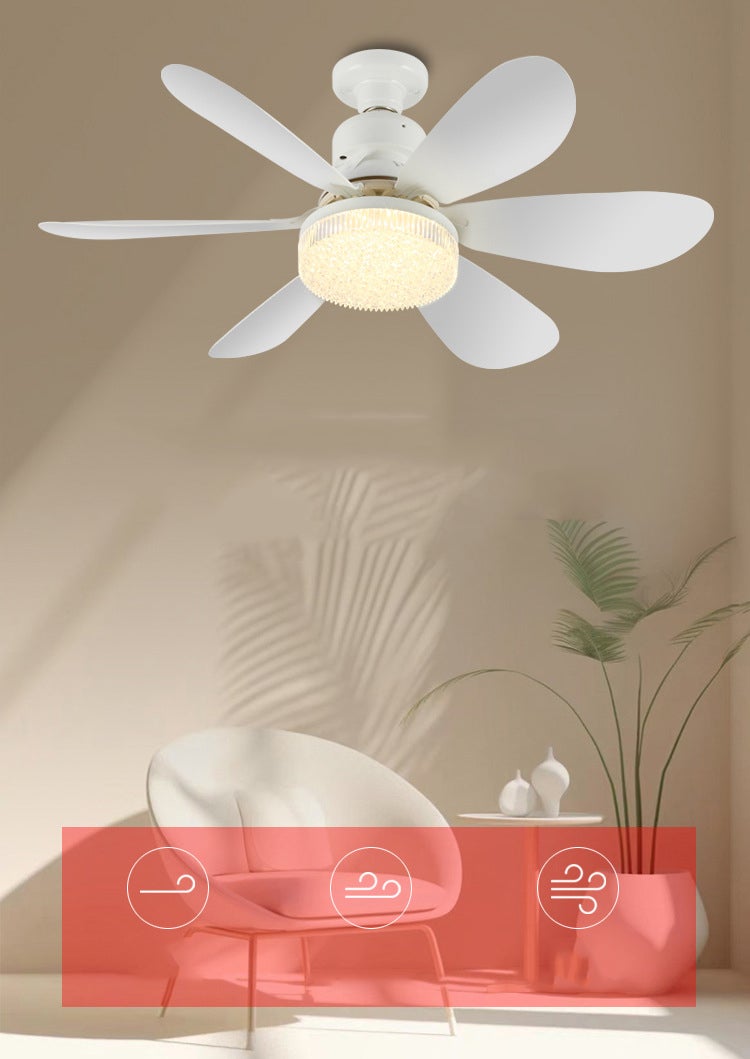 Ventilateur de plafond avec éclairage et télécommande, éclairage à visser, six pales, 40 W - 52 cm, blanc - 6