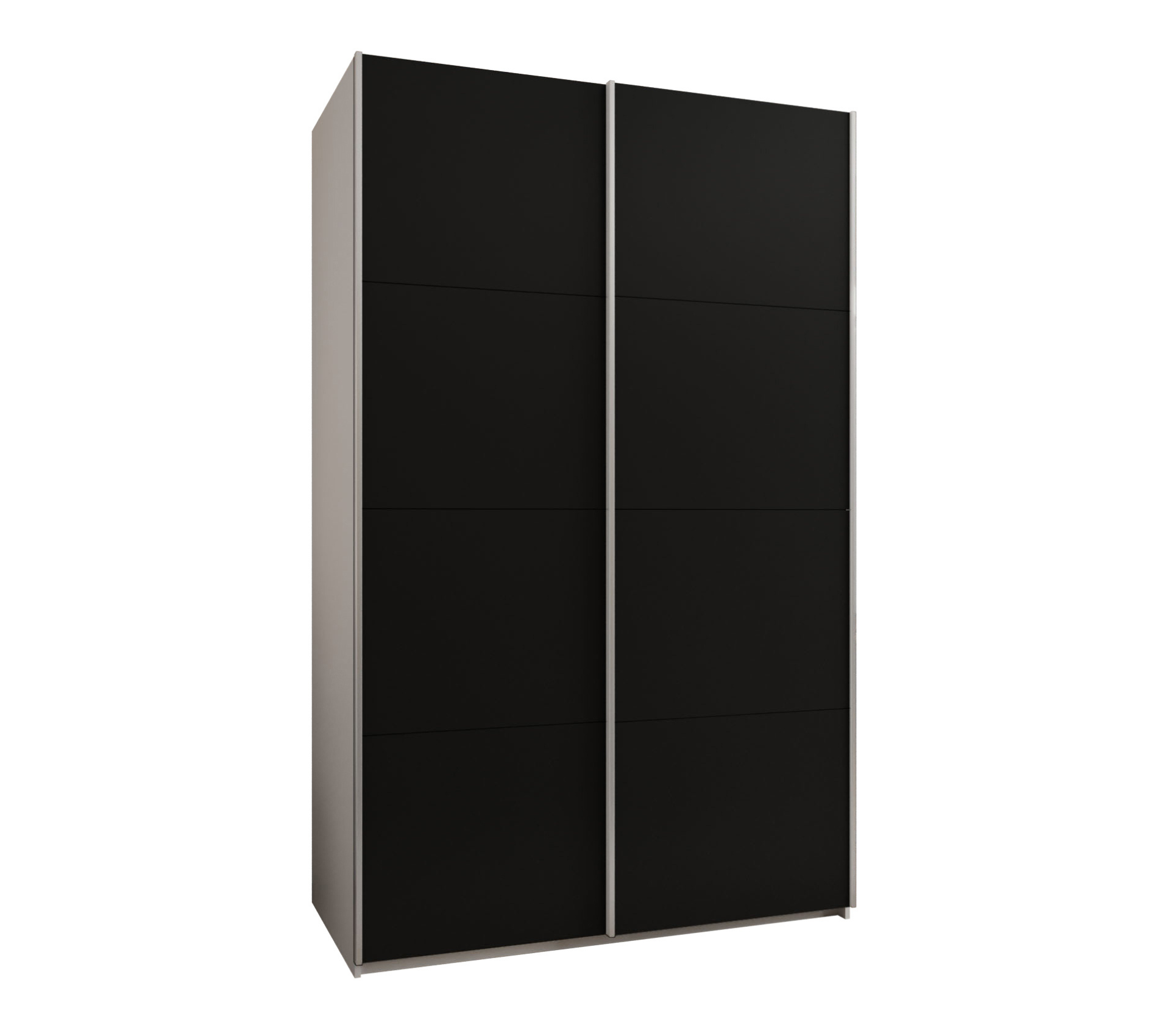 Szafa przesuwna wysoka Lux 1 160 x 64 x 245,5 cm biały + czarny + u. srebrny - Abiks Meble