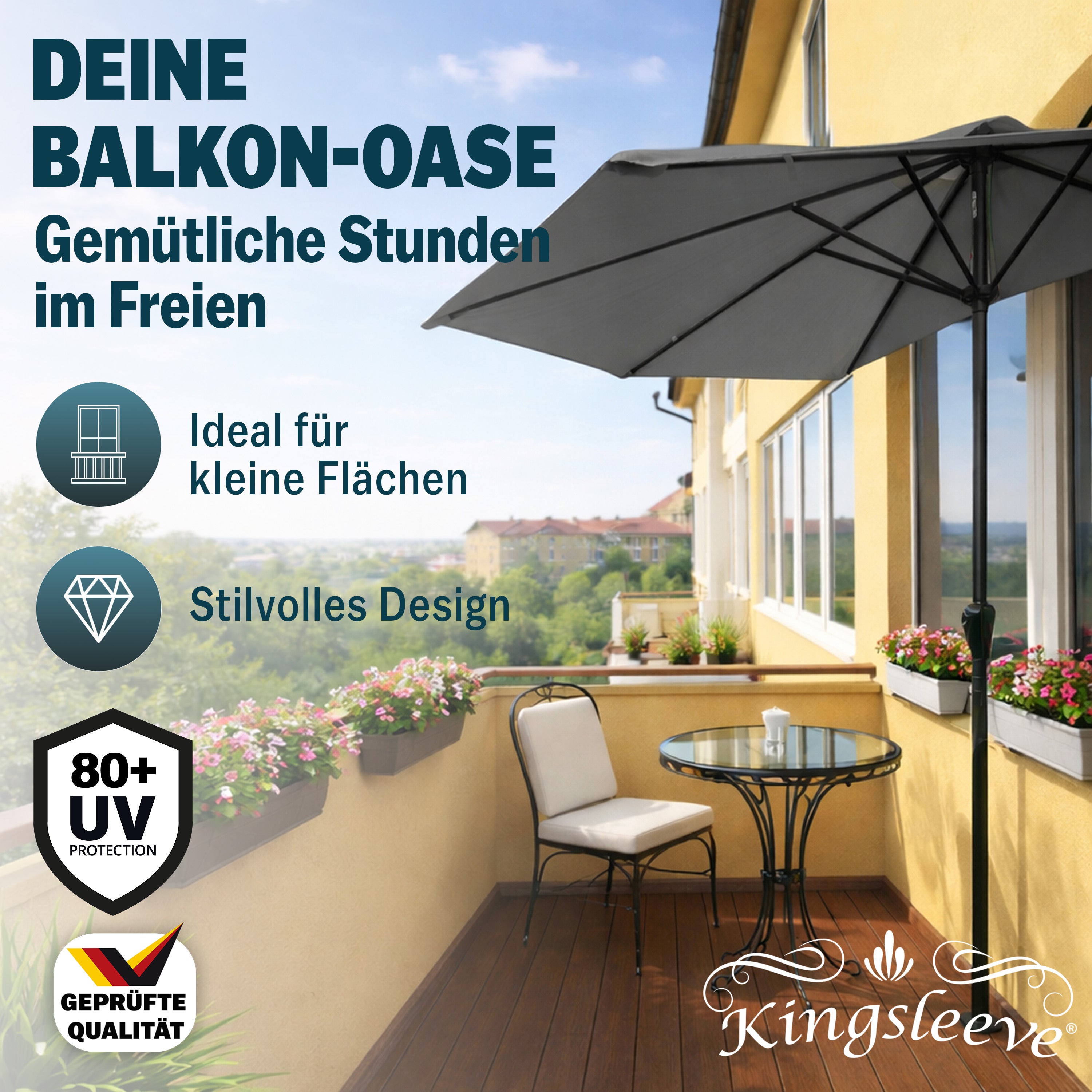 KINGSLEEVE Demi-parasol diamètre 270 cm - 7