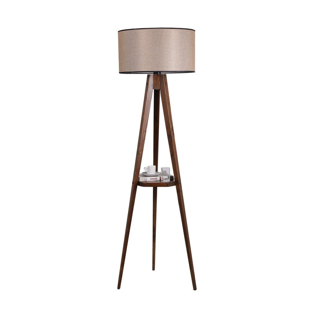 LAMPADAIRE D'ANGLE EN bois Trépied Stand Vintage Laiton Marron Convient
