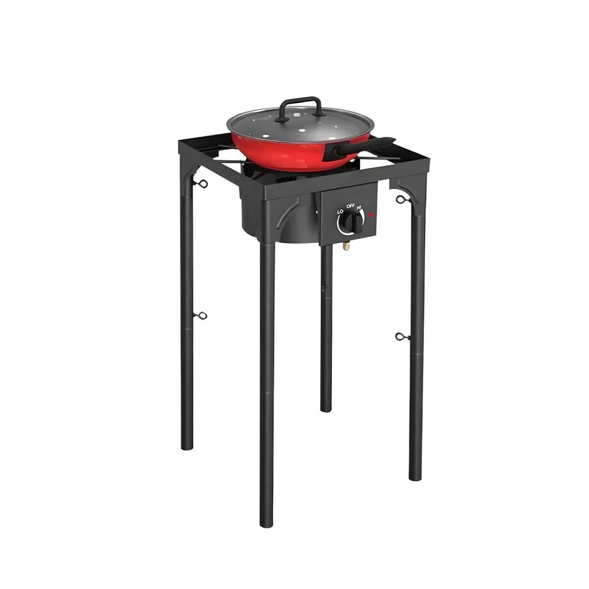 Réchaud à Gaz 1 feu 4500W 4 pieds modulables 3 Hauteurs Bruleur en fonte - Cuisine Extérieure 40 x 40 x H78cm Allumage Piezo - 9
