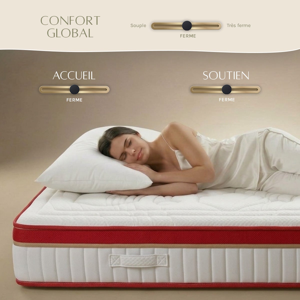 Matelas Suprême Mousse Haute densité Accueil Mémoire de forme+ sommier gris + accessoires - 140 x 200 cm - 7