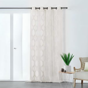 Rideau Modulable Au Mètre - Motif Géométrique Blanc - DOULITO - Voilage Décoratif