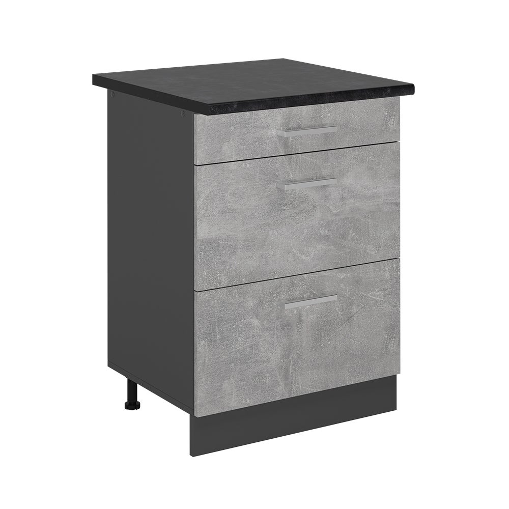 Vicco Szafka dolna do kuchni R-Line, Beton, 60 cm z szufladami, BP Antracyt