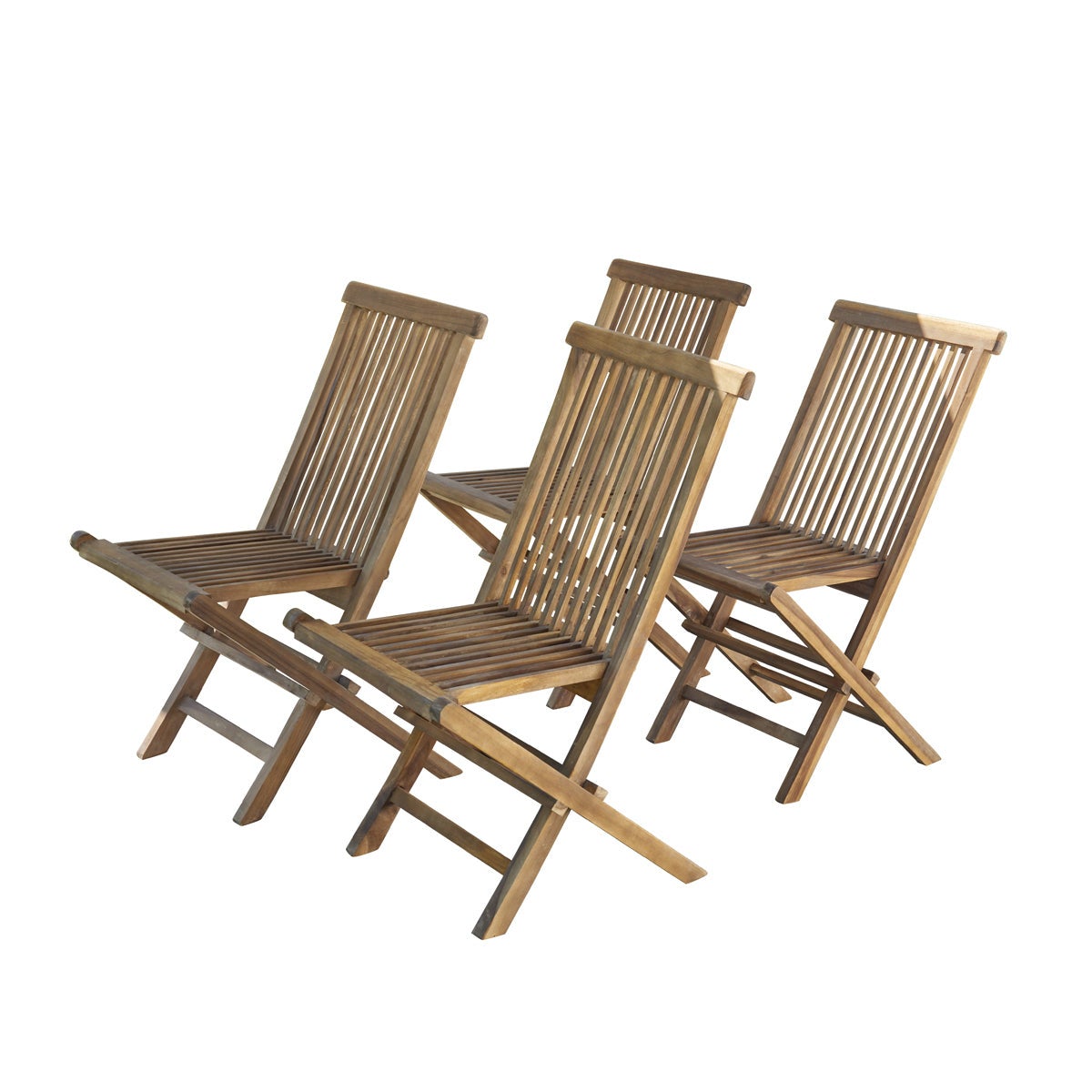 4 chaises de jardin en teck huilé massif pliantes - 2
