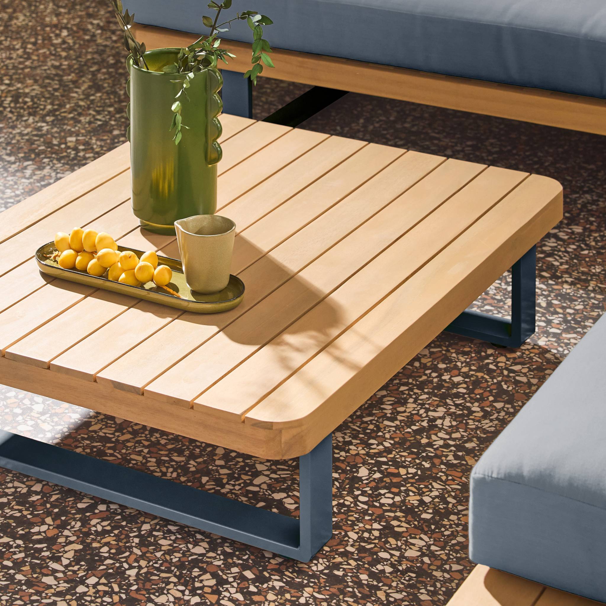 Salon de jardin en Aluminium et bois Gris 5 personnes - 6