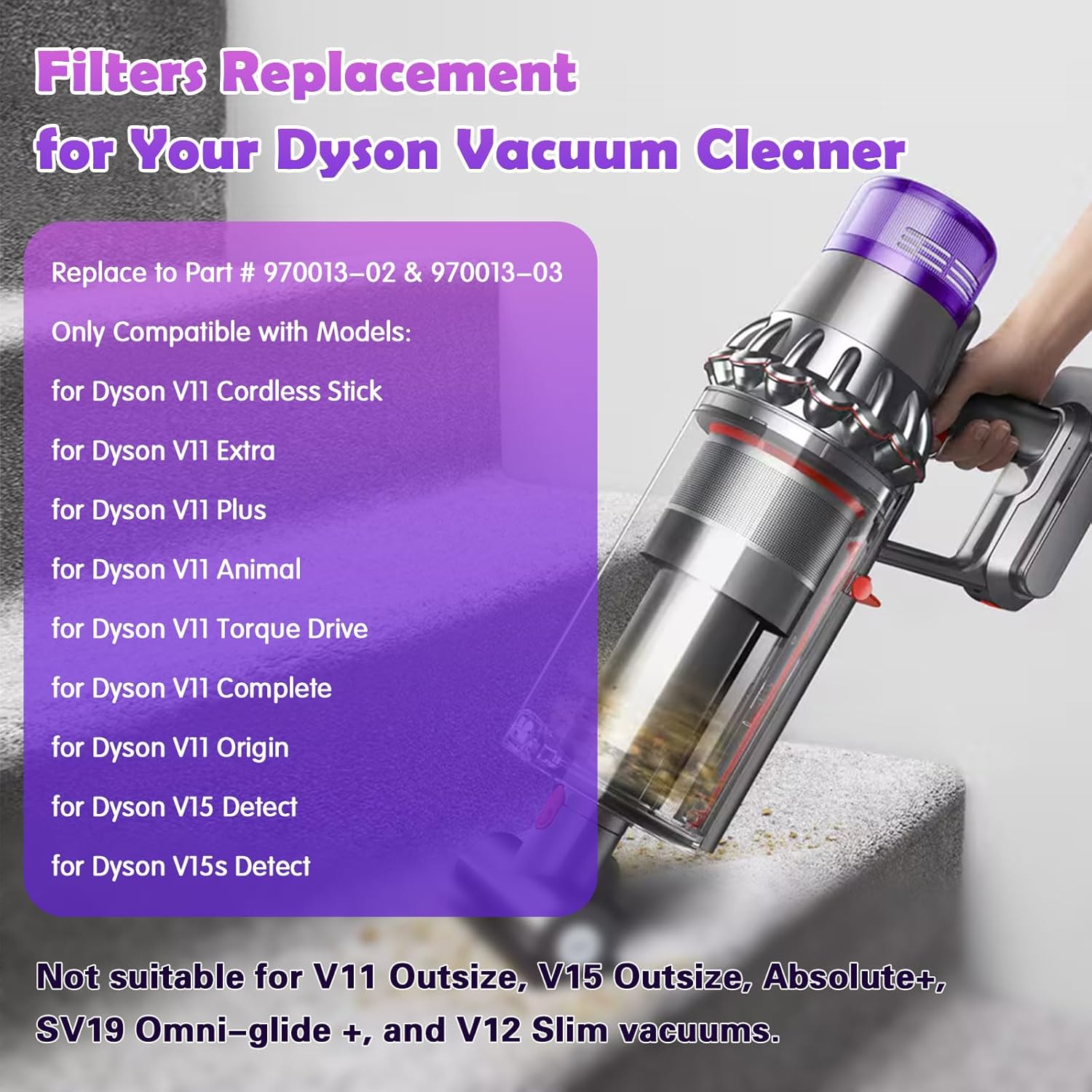 4 Pack Filtre pour Dyson V11 SV14 V15 SV22,Lavables Filtres de Remplacement  pour Aspirateur Dyson V11 SV14 # -970013-02 | Leroy Merlin