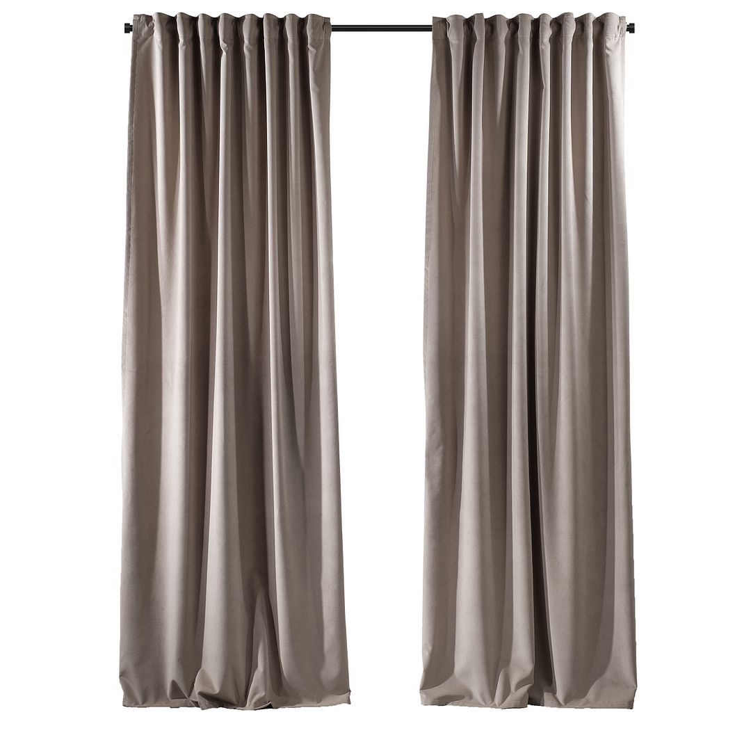 Rideaux En Velours Gris Pour Salon Isolation Thermique 2 Panneaux