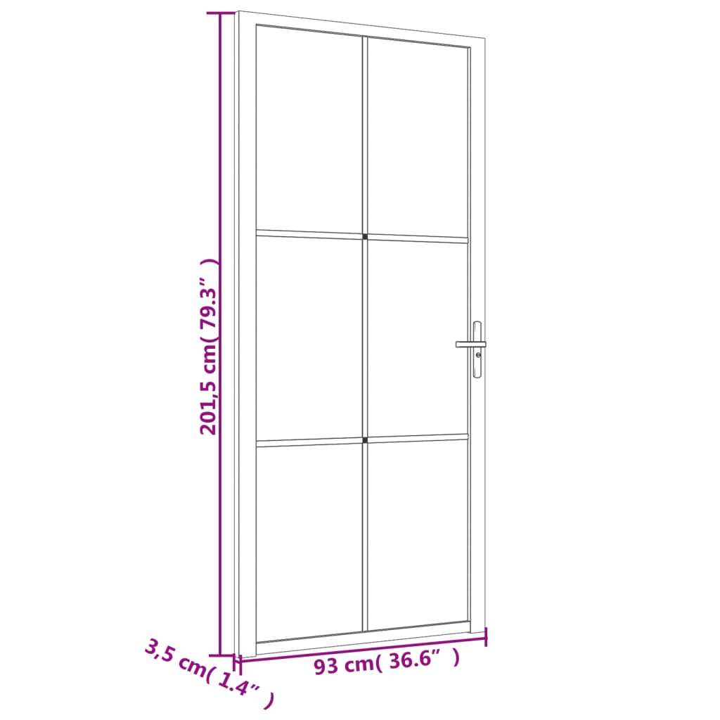 Maison Exclusive - Porta Interna 93x201,5 cm Nera in Vetro ESG e Alluminio - 7