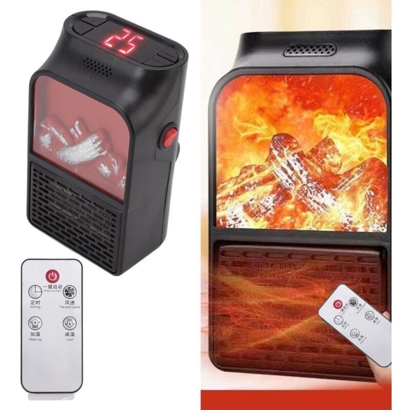 Mini grzejnik z płomieniem, ceramiczny PTC 1000 W, szybkie nagrzewanie, cichy, przenośny, ognioodporny, matowa obudowa, odpowiedni do użytku domowego