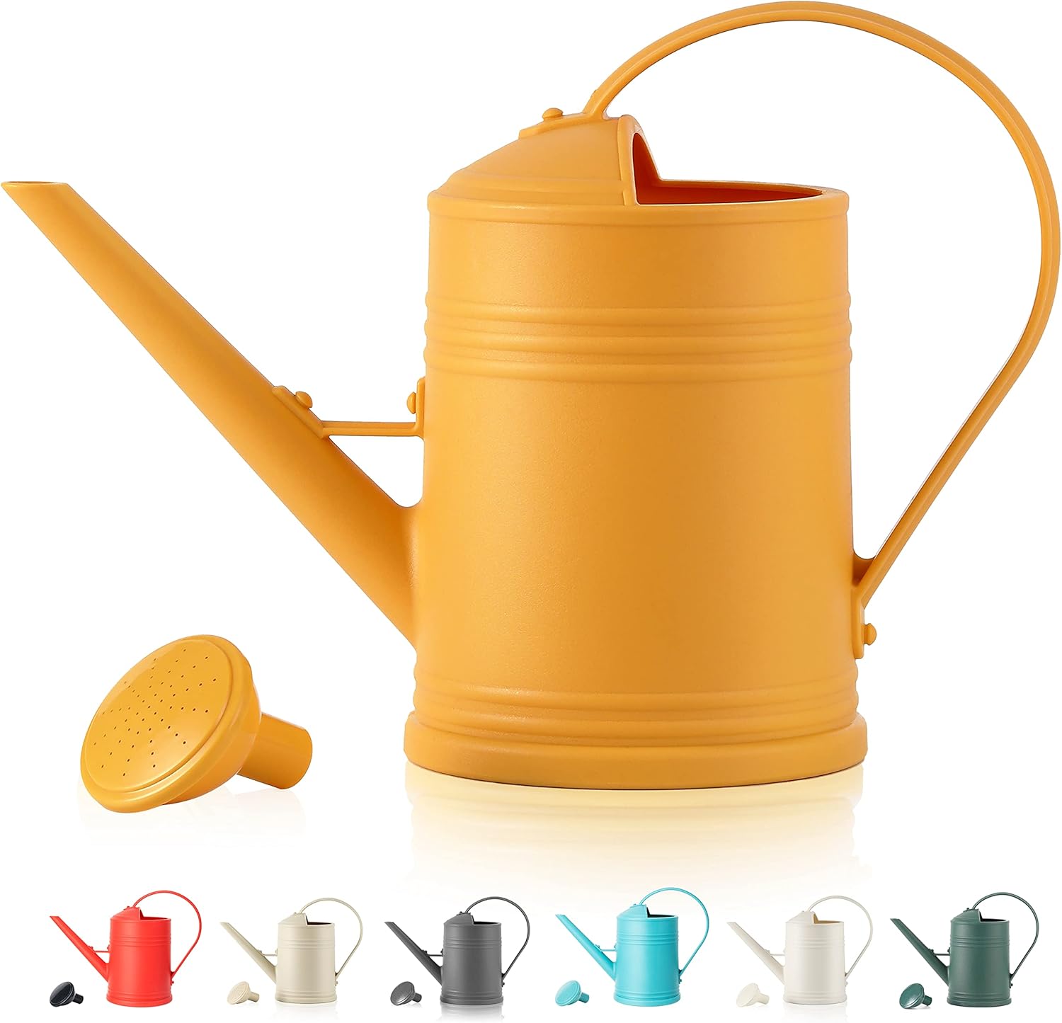 Jednoczęściowa żółta konewka do roślin doniczkowych, 14" gł. x 5,5" szer. x 9" wys., plastikowa konewka do kwiatów