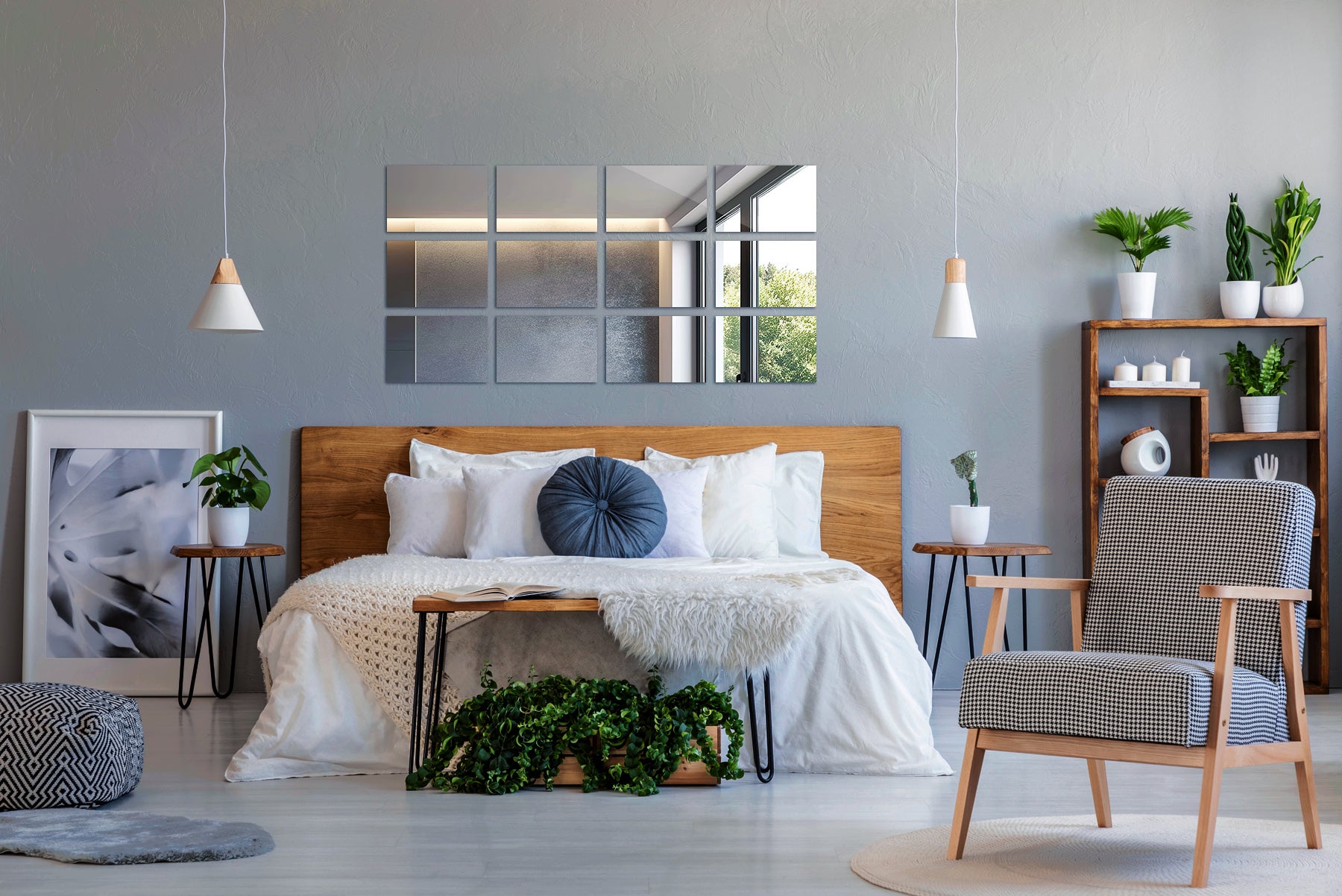 Lot de 6 Carreaux Miroir Autocollants 30x16 cm - Faciles à Appliquer, Effet Miroir - 7