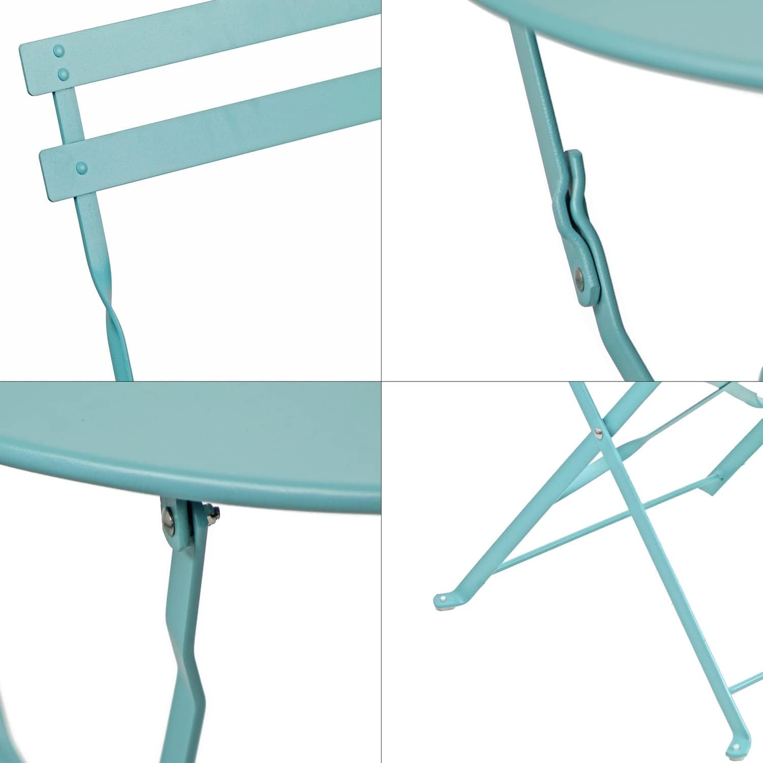Set de Mesa y Sillas Plegables, Color Turquesa, Juego de Mesa y Sillas&nbsp; Turquesa para Jardín y Terraza - 7