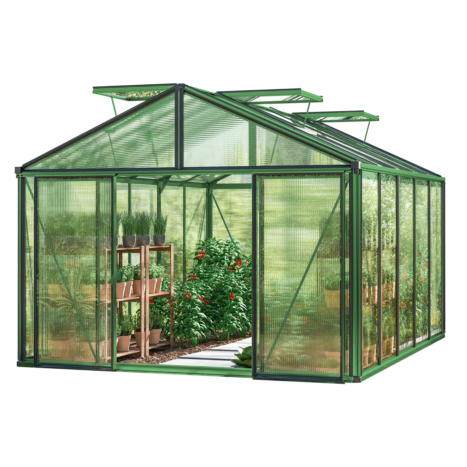 GFP szklarnia Asteria 23 Premium 311x385 cm - grube panele poliwęglanowe ok. 16 mm - kolor: zielony