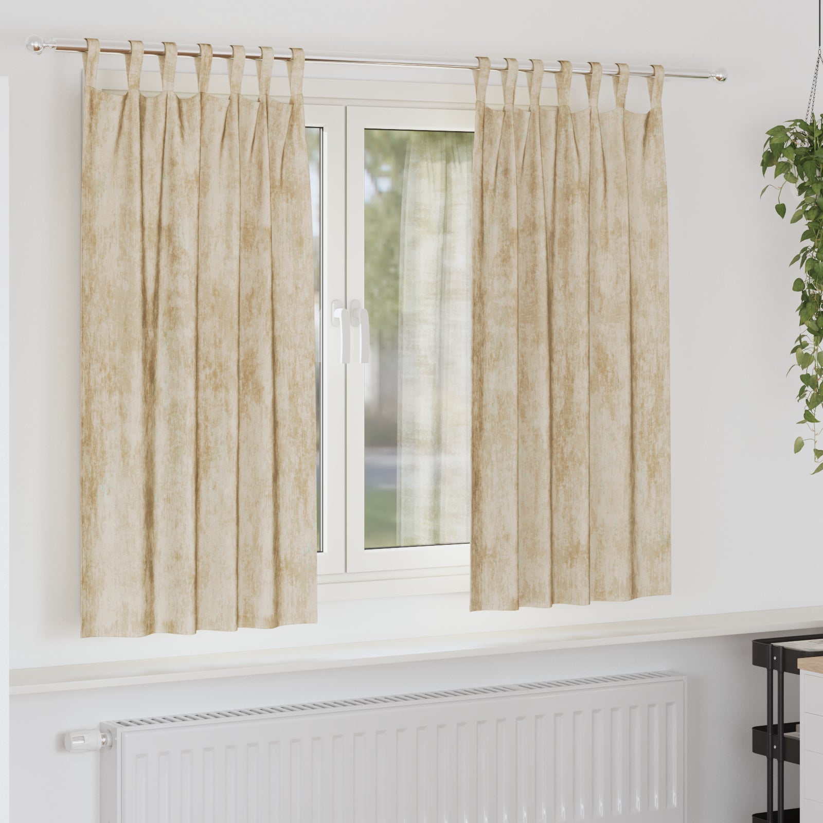 Zasłony z weluru z zasłonami 2 pcs Kremowy 175 x 140 cm Aksamit vidaXL