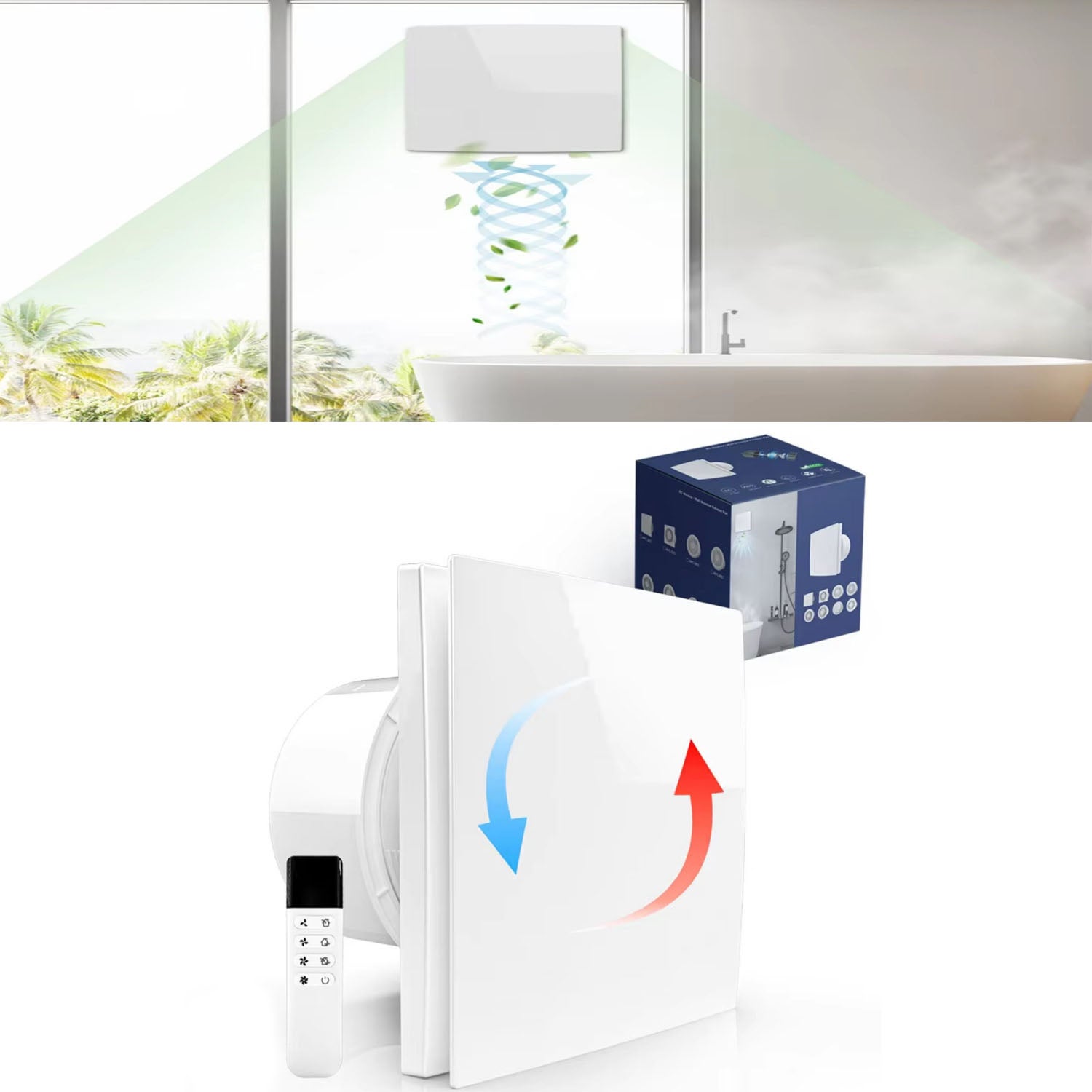 SIENTICE Ventilador extractor reversible para baño y cocina, 100 mm ...